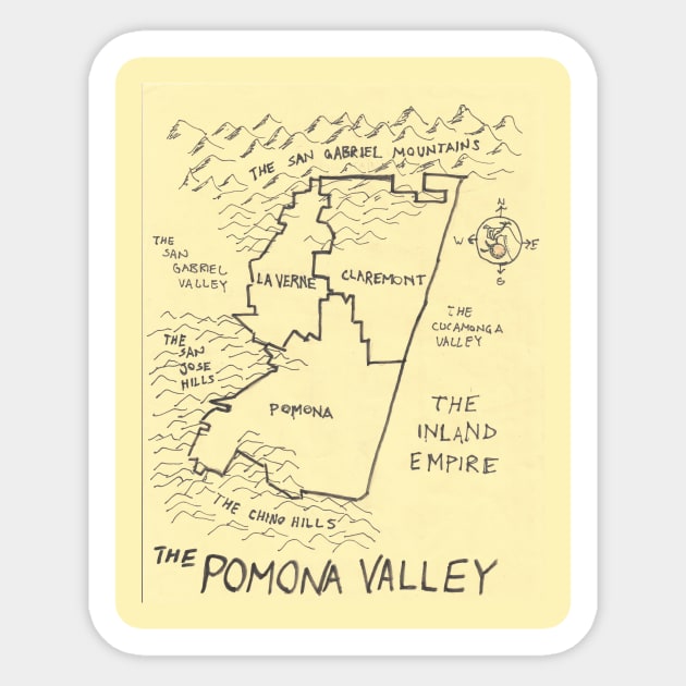 The Pomona Valley Sticker by PendersleighAndSonsCartography